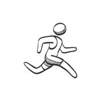 mano dibujado bosquejo icono corriendo atleta vector