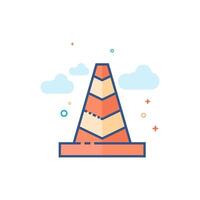 Traffic cone icon flat color style vector illustration