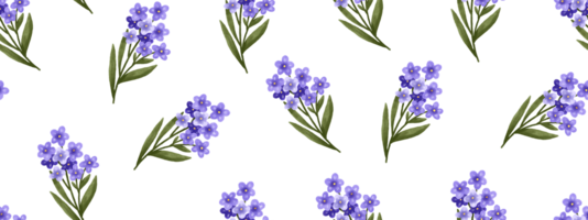 Seamless pattern. Spring delicate pattern with forget-me-not flowers. Branches with purple flowers. Endless beautiful background png