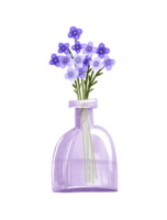 bouquet de myosotis dans une verre vase. mignonne main tiré printemps illustration sur isolé Contexte png