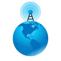 Globe podcast icon in color. Global international broadcast vector