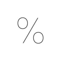 Percent symbol icon in thin outline style vector