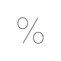 Percent symbol icon in thin outline style vector