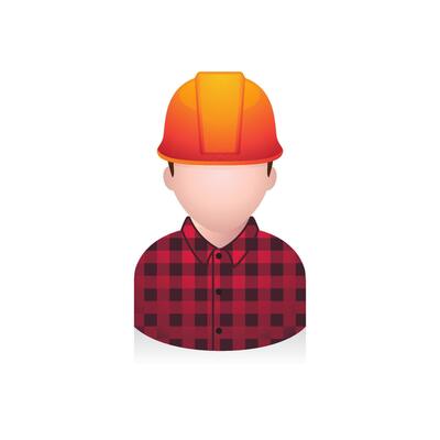 Construction worker avatar icon in colors.