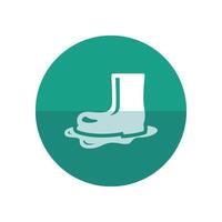 Wet boots icon in flat color circle style. Rain season weather protection vector