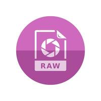 RAW file format icon in flat color circle style. Data computer information photography editable imaging vector