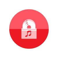 Music album icon in flat color circle style. Music release discography musician artist vector