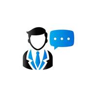 Businessman with talk bubble icon in duo tone color. Communication discussion idea vector