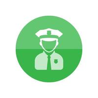 Police avatar icon in flat color circle style. People service security guard protect crime vector