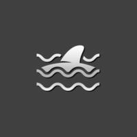 Shark icon in metallic grey color style.Sea animal encounter vector