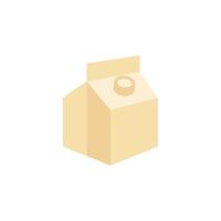 Milk packaging icon in flat color style. Food breakfast breakfast paper carton vector