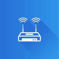 Router flat color icon long shadow vector illustration