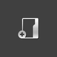 Folder icon in metallic grey color style. Computer files binder vector