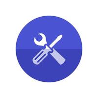 Bicycle tools icon in flat color circle style. Wrench screw driver mechanic setting maintenance professional vector