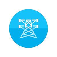 Pylon icon in flat color circle style. Electricity high voltage distribution energy vector