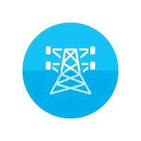 Pylon icon in flat color circle style. Electricity high voltage distribution energy vector