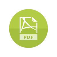 Portable document file format icon in flat color circle style. Computer software web page distribution vector