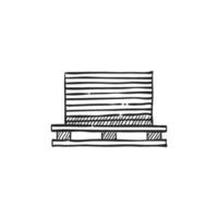 Hand drawn sketch printing stack icon in doodle sketch lines vector illustration