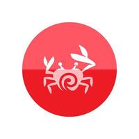 Crab icon in flat color circle style. Animal sea creature food seafood crustacean vector