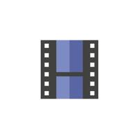 Video file format icon in flat color style. Computer data movie streaming online download vector