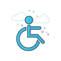 Disabled access icon flat color style vector illustration