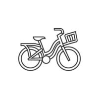 City bike icon in thin outline style vector