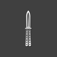 cuchillo icono en metálico gris color estilo. arma asalto peligro daga vector