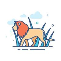 Lion icon flat color style vector illustration