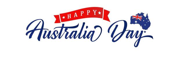 Happy Australia Day ribbon design. Internet horizontal banner. January 26 holiday poster. vector