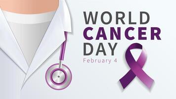 World Cancer Day poster with 3D graphic elements vector