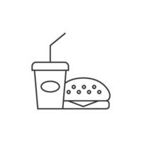 Fast food icon in thin outline style vector