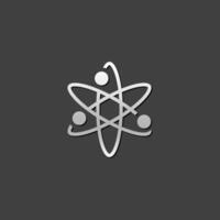 Atom structure icon in metallic grey color style. Science education vector