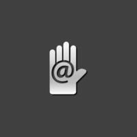 Hand with email icon in metallic grey color style. Contact website communication vector