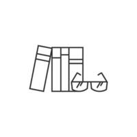 libros y lentes icono en Delgado contorno estilo vector