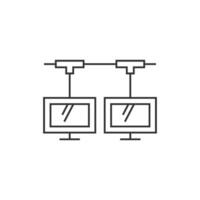 Computer network icon in thin outline style vector