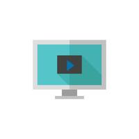 Home theater icon in flat color style. Entertainment movie family gathering watching vector