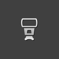 Camera flash icon in metallic grey color style. Photography equipment lighting vector