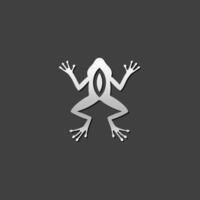 Lab frog icon in metallic grey color style. School experiment biology vector