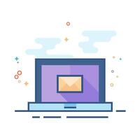 Laptop computer icon flat color style vector illustration