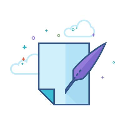Letter quill pen icon flat color style vector illustration