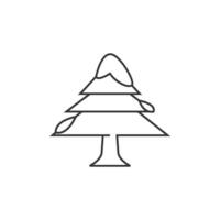 Christmas tree icon in thin outline style vector