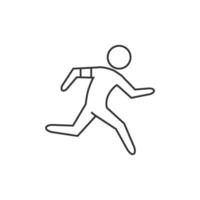 Running athlete icon in thin outline style vector