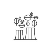 Nuclear plant with leaves icon in thin outline style vector