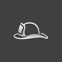 Fireman hat icon in metallic grey color style. Helmet firefighter equipment vector