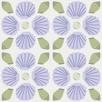 Beautiful seamless pattern with hand drawn Sea Shells and Pearls. Vector marine texture with symmetrical shells. Beautiful undersea background