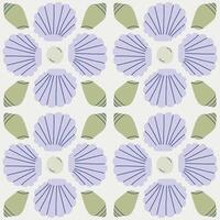 Beautiful seamless pattern with hand drawn Sea Shells and Pearls. Vector marine texture with symmetrical shells. Beautiful undersea background