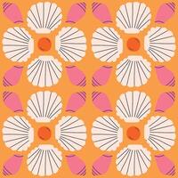 Beautiful seamless pattern with hand drawn Sea Shells and Pearls. Vector marine texture with symmetrical shells. Beautiful undersea background