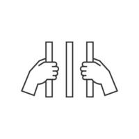 Jail icon in thin outline style vector