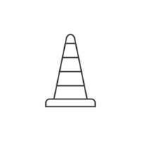 Traffic cone icon in thin outline style vector