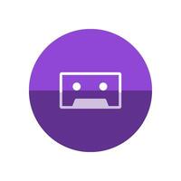 Tape cassette icon in flat color circle style. Technology vintage old records music audio vector